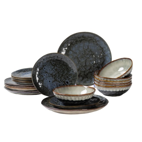 KOMPLET OBIADOWY OMBRES DLA 6 OSÓB 18 ELEM. NAVY GREY