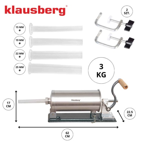 RĘCZNA NADZIEWARKA DO KIEŁBASY 3kg KLAUSBERG KB-7928