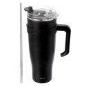 STALOWY KUBEK TERMICZNY TERMOS 1200ml Z RĄCZKĄ I SŁOMKĄ ORION 112284