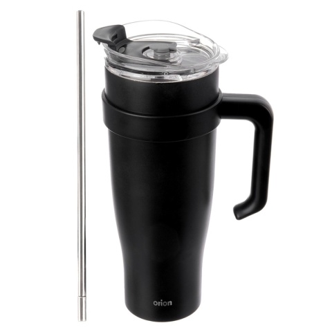 STALOWY KUBEK TERMICZNY TERMOS 1200ml Z RĄCZKĄ I SŁOMKĄ ORION 112284