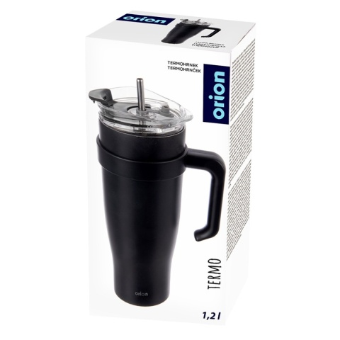 STALOWY KUBEK TERMICZNY TERMOS 1200ml Z RĄCZKĄ I SŁOMKĄ ORION 112284