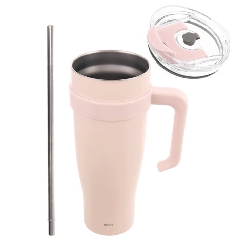 STALOWY KUBEK TERMICZNY TERMOS 1200ml Z RĄCZKĄ I SŁOMKĄ ORION 112283 RÓŻOWY
