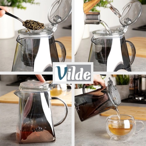 DZBANEK SZKLANY 730ml Z ZAPARZACZEM SPUSTOWYM DO HERBATY ZIÓŁ 259423