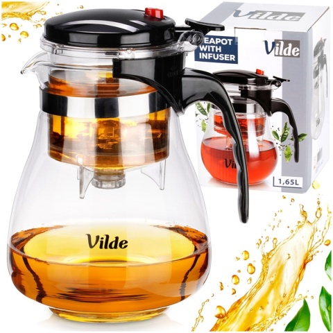 DZBANEK SZKLANY 1,65L Z ZAPARZACZEM SPUSTOWYM DO HERBATY ZIÓŁ 259418