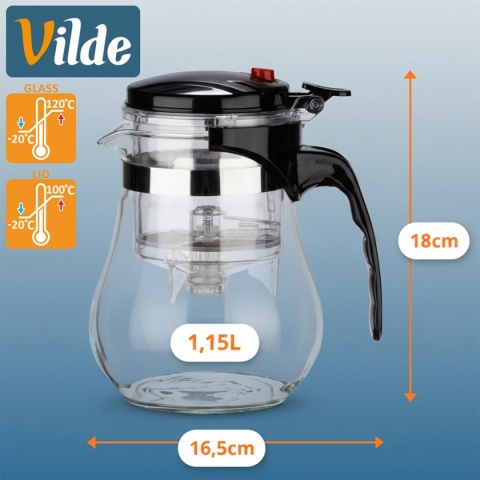 DZBANEK SZKLANY 1150ml Z ZAPARZACZEM SPUSTOWYM DO HERBATY ZIÓŁ 259416