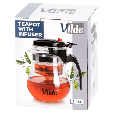 DZBANEK SZKLANY 1150ml Z ZAPARZACZEM SPUSTOWYM DO HERBATY ZIÓŁ 259416