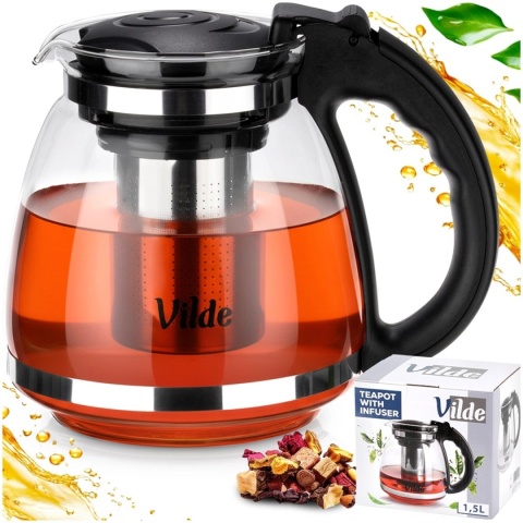 DZBANEK SZKLANY ZAPARZACZ Z SITKIEM 1,5L DO HERBATY ZIÓŁ 259429