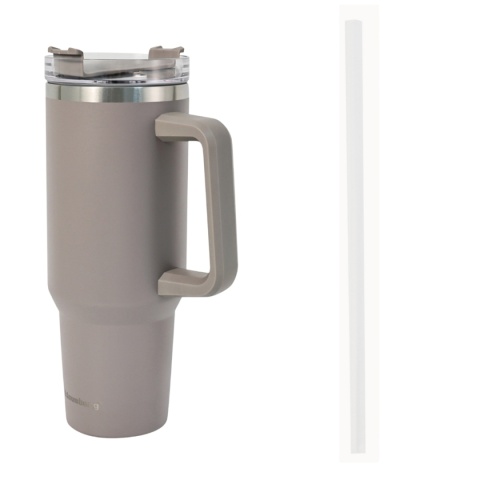STALOWY KUBEK TERMICZNY TERMOS 1100ml Z RĄCZKĄ I SŁOMKĄ KLAUSBERG KB-7943