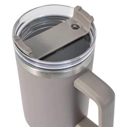 STALOWY KUBEK TERMICZNY TERMOS 1100ml Z RĄCZKĄ I SŁOMKĄ KLAUSBERG KB-7943