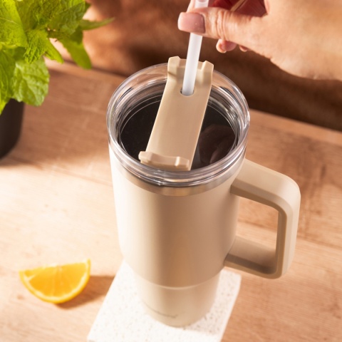 STALOWY KUBEK TERMICZNY TERMOS 1100ml Z RĄCZKĄ I SŁOMKĄ KLAUSBERG KB-7944