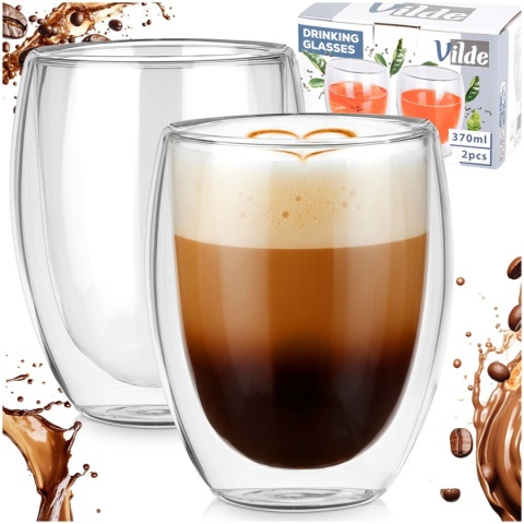 SZKLANKI TERMICZNE 2szt. 320ml Z PODWÓJNĄ SCIANKĄ DO KAWY HERBATY 139821