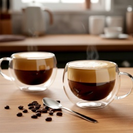 SZKLANKI TERMICZNE 2szt. 280ml Z PODWÓJNĄ SCIANKĄ DO KAWY HERBATY 139818