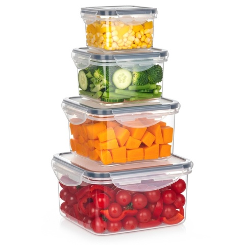 ZESTAW 4 POJEMNIKÓW NA ŻYWNOŚĆ Z POKRYWAMI I USZCZELKAMI 229243