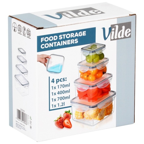 ZESTAW 4 POJEMNIKÓW NA ŻYWNOŚĆ Z POKRYWAMI I USZCZELKAMI 229243