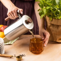 STALOWY ZAPARZACZ TŁOKOWY DO KAWY HERBATY 1L KINGHOFF KH-1995