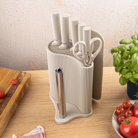 ZESTAW NOŻY W STOJAKU Z DESKĄ I CHWYTEM NA RĘCZNIK KLAUSBERG KB-7978