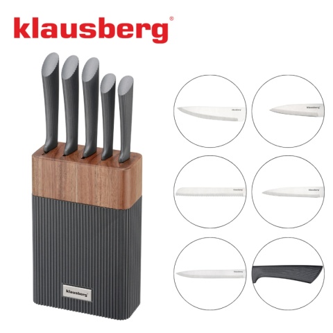 ZESTAW NOŻY W BLOKU AKACJOWYM KLAUSBERG KB-7979