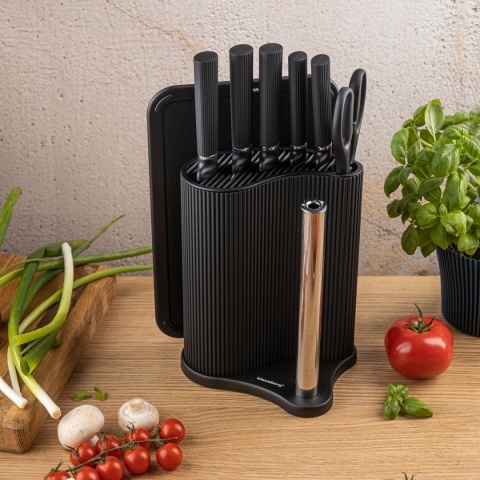 ZESTAW NOŻY W STOJAKU Z DESKĄ I CHWYTEM NA RĘCZNIK KLAUSBERG KB-7977