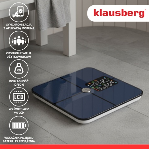 ANALITYCZNA WAGA ŁAZIENKOWA SMART IOS ANDROID KLAUSBERG KB-7940