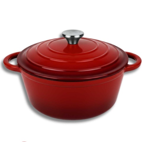 EMALIOWANY GARNEK ŻELIWNY 22cm 3L HAGE CZERWONY