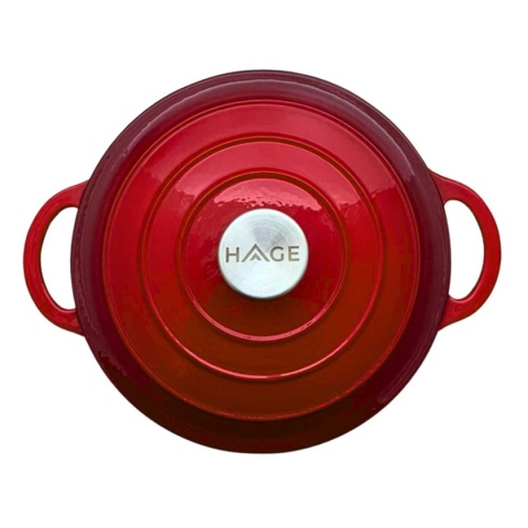 EMALIOWANY GARNEK ŻELIWNY 22cm 3L HAGE CZERWONY