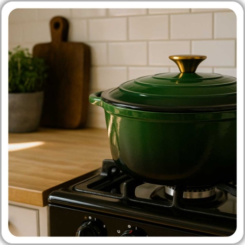 EMALIOWANY GARNEK ŻELIWNY 24cm 4L HAGE ZIELONY