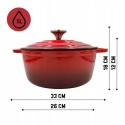 EMALIOWANY GARNEK ŻELIWNY 26cm 5L HAGE CZERWONY