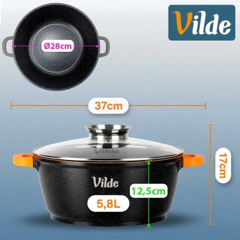 GARNEK GRANITOWY 5,8L 28cm Z POKRYWĄ Z AROMATYZEREM TERRUNA 199106