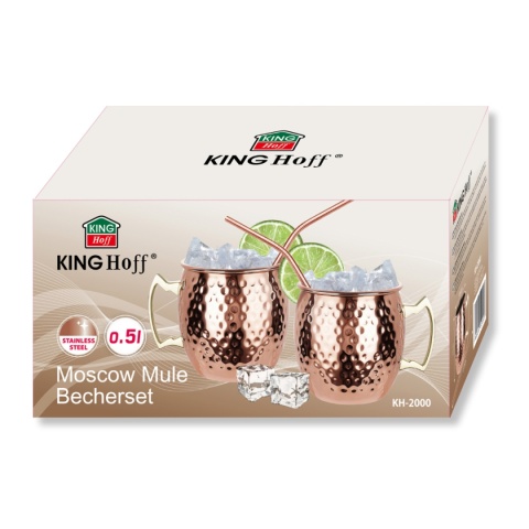 ZESTAW STALOWYCH KUBKÓW 500ml DO DRINKÓW MOSCOW MULE KINGHOFF KH-2000