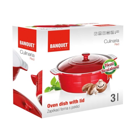 NACZYNIE CERAMICZNE Z POKRYWĄ DO ZAPIEKANIA 26 cm 3L BANQUET CULINARIA