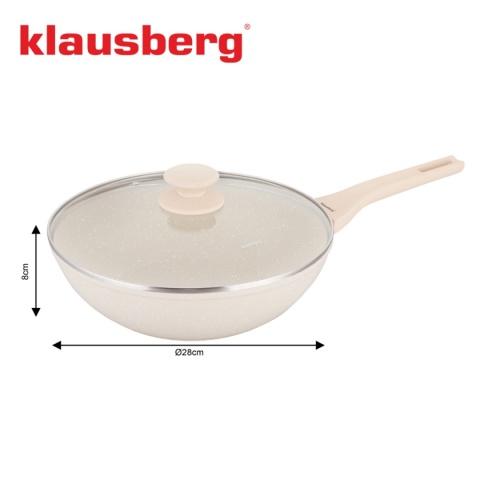PATELNIA MARMURKOWA GŁĘBOKA WOK 28cm Z POKRYWĄ KLAUSBERG 28cm KB-7991
