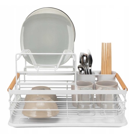 SUSZARKA DO NACZYŃ Z OCIEKACZEM I TACĄ E-8078 BIAŁA