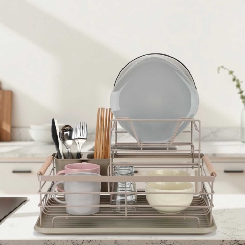 SUSZARKA DO NACZYŃ Z OCIEKACZEM I TACĄ E-8090 BEŻOWA