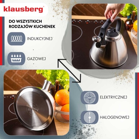 CZAJNIK STALOWY Z GWIZDKIEM 2,5L KLAUSBERG KB-7951