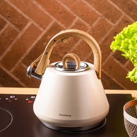 CZAJNIK STALOWY Z GWIZDKIEM 2,5L KLAUSBERG KB-7950 BEŻOWY