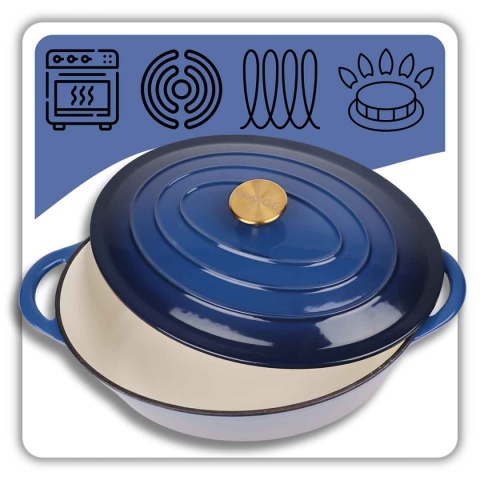 EMALIOWANA BRYTFANNA ŻELIWNA GĘSIARKA 6L HAGE NIEBIESKA