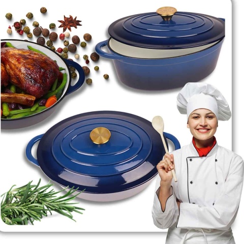 EMALIOWANA BRYTFANNA ŻELIWNA GĘSIARKA 6L HAGE NIEBIESKA