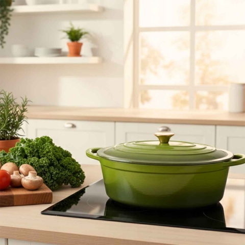 EMALIOWANA BRYTFANNA ŻELIWNA GĘSIARKA 6L HAGE OLIWKOWA