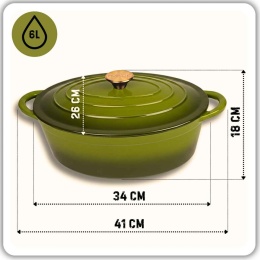 EMALIOWANA BRYTFANNA ŻELIWNA GĘSIARKA 6L HAGE OLIWKOWA