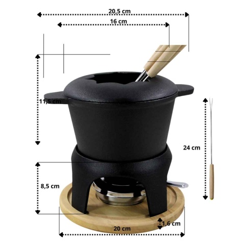 FONDUE ŻELIWNE ZESTAW DLA 6 OSÓB KINGHOFF KH-1195