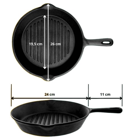 PATELNIA ŻELIWNA GRILLOWA HAGE 26cm INDUKCJA