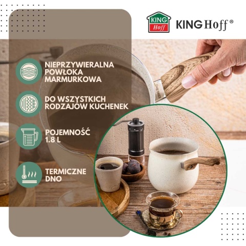 TYGIELEK MARMURKOWY DO KAWY PO TURECKU 1,8L KINGHOFF KH-1982 INDUKCJA