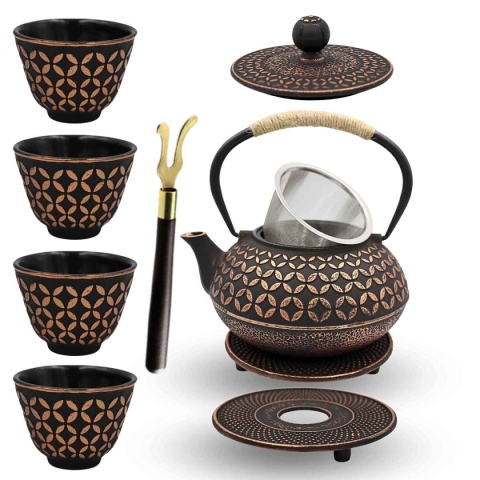 ZAPARZACZ ŻELIWNY DZBANEK 900ml Z FILTREM i FILIŻANKAMI PREZENT