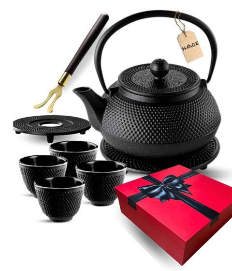 ZAPARZACZ ŻELIWNY DZBANEKCZARNY 900ml Z FILTREM i FILIŻANKAMI PREZENT