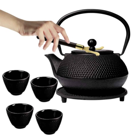 ZAPARZACZ ŻELIWNY DZBANEKCZARNY 900ml Z FILTREM i FILIŻANKAMI PREZENT