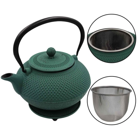 ZAPARZACZ ŻELIWNY DZBANEK ZIELONY 1,4L Z FILTREM i FILIŻANKAMI PREZENT