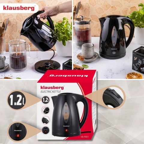 CZAJNIK ELEKTRYCZNY 1,2L KLAUSBERG KB-9001 CZARNY