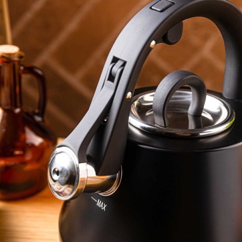 CZAJNIK STALOWY Z GWIZDKIEM 2,5L KLAUSBERG KB-7948 CZARNY