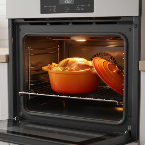 EMALIOWANY GARNEK ŻELIWNY 24cm 4L HAGE ORANGE