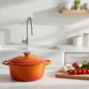 EMALIOWANY GARNEK ŻELIWNY 24cm 4L HAGE ORANGE